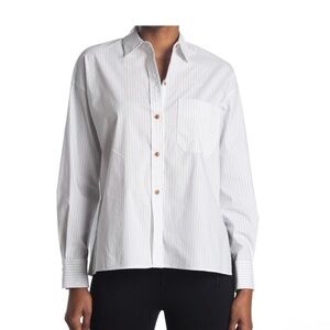 Vince White Pinstripe Oversized Button-Down Shirt